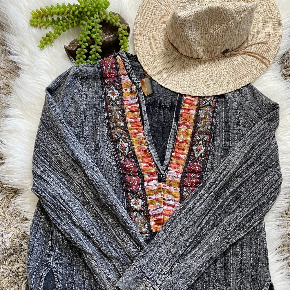 Aratta Silent Journey Embroidered Peasant Top XS